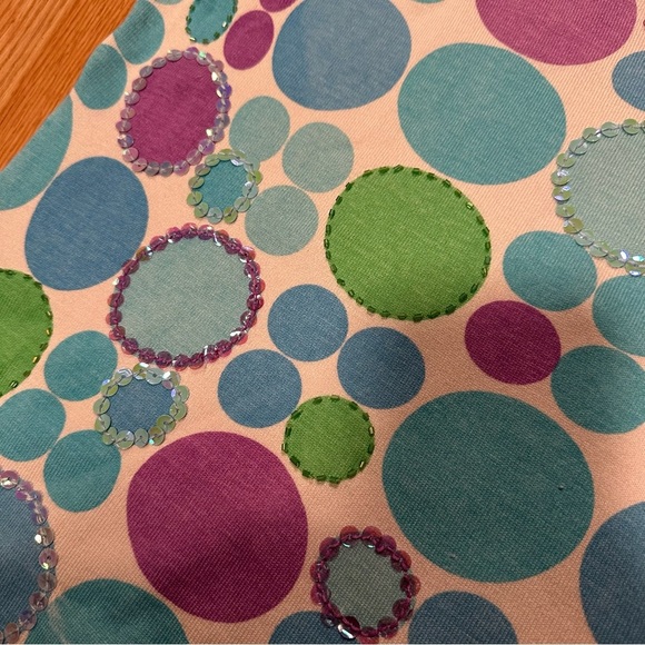 Vtg Women’s Large Sleeveless Tank Pastel Circles With Sequins Silk Nylon Blend - Picture 3 of 8